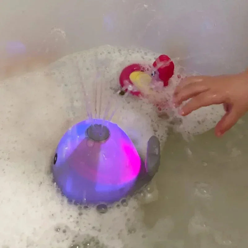 Baleia Chafariz Mágica LED - Banho Divertido e Sensorial