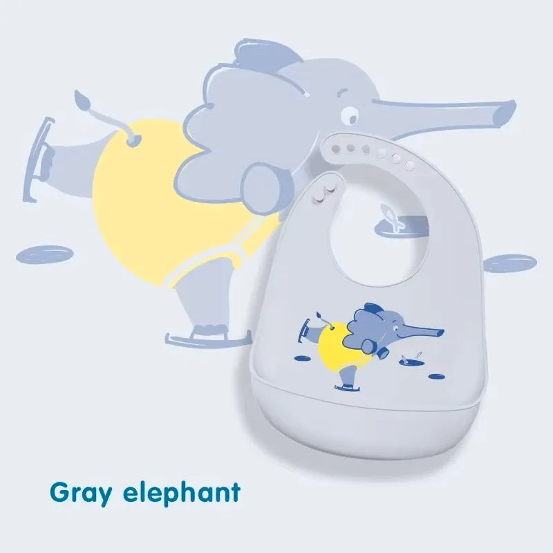 Babador de Silicone Impermeável com Pega-Migalhas – Coleção Bichinhos
