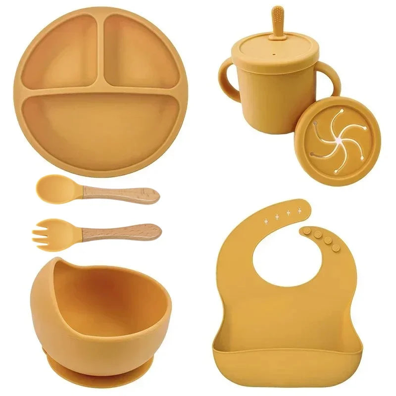 Kit Introdução Alimentar Premium em Silicone (7 peças)