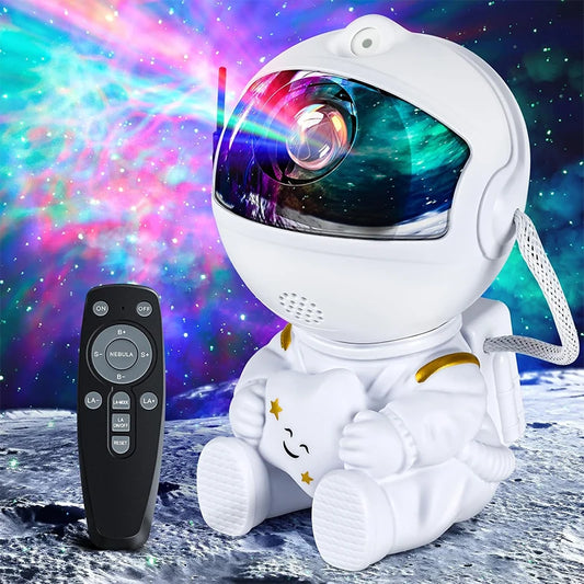 Projetor Galáxia Astronauta Aconchego — Luz Noturna e Céu Estrelado